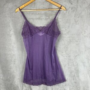 Victoria's Secret Vintage Purple Lace Trim Camisole Slip Top USA Made